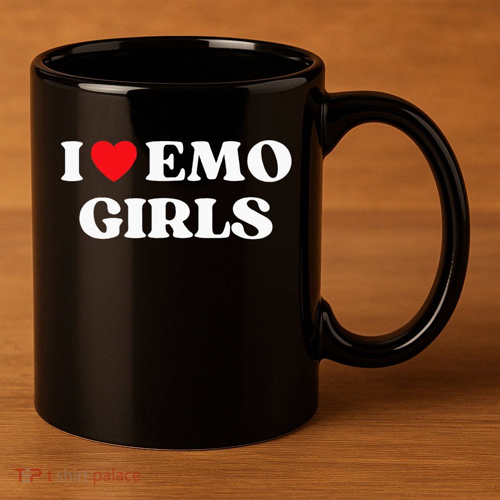 I Heart Emo Funny Quote Red Heart Emo Girl Style 11oz C Handle Ceramic Mug