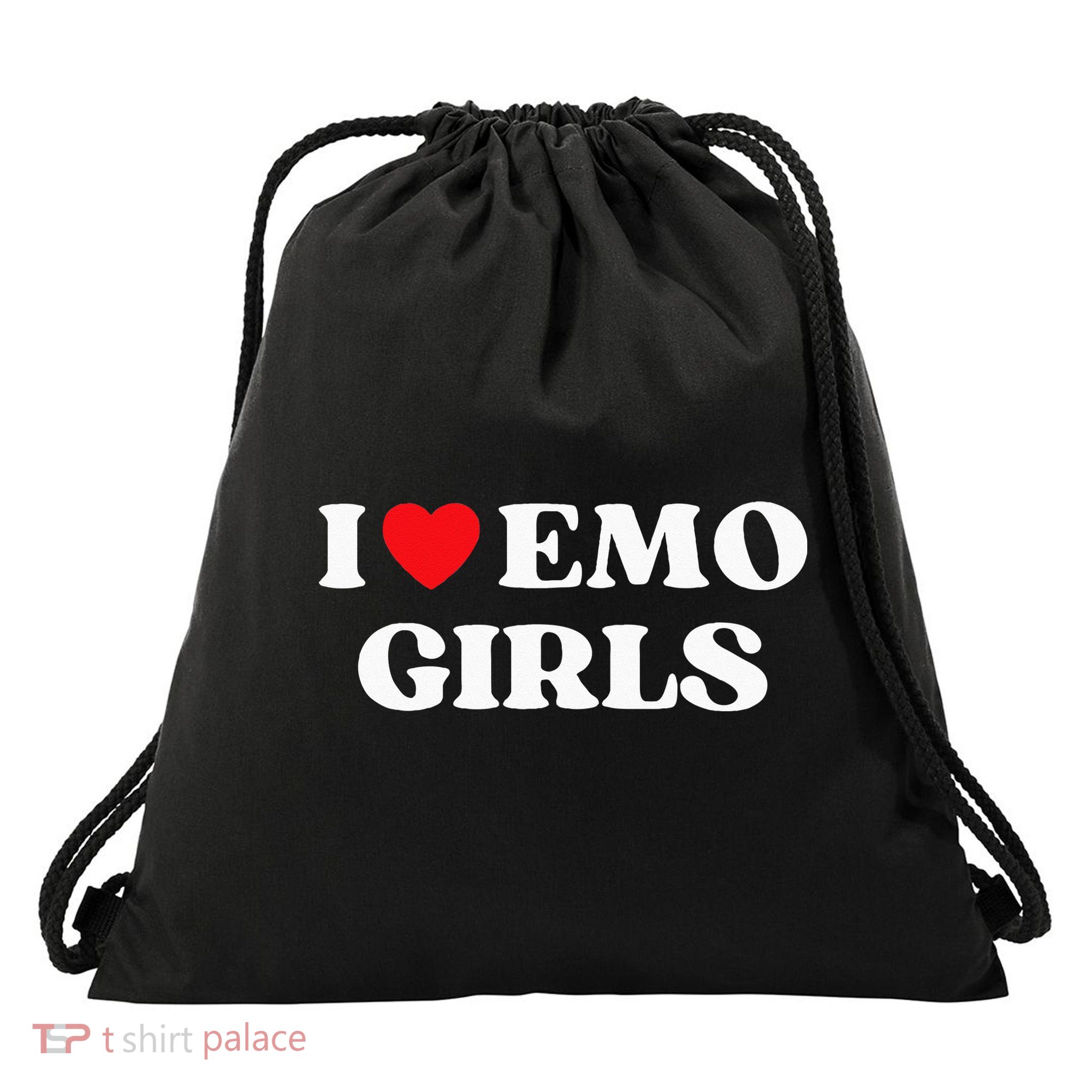 I Heart Emo Funny Quote Red Heart Emo Girl Style Drawstring Bag