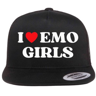I Heart Emo Funny Quote Red Heart Emo Girl Style Flatbill Hat