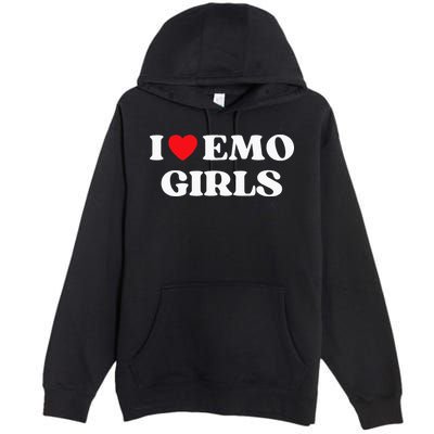 I Heart Emo Funny Quote Red Heart Emo Girl Style Premium Pullover Hoodie