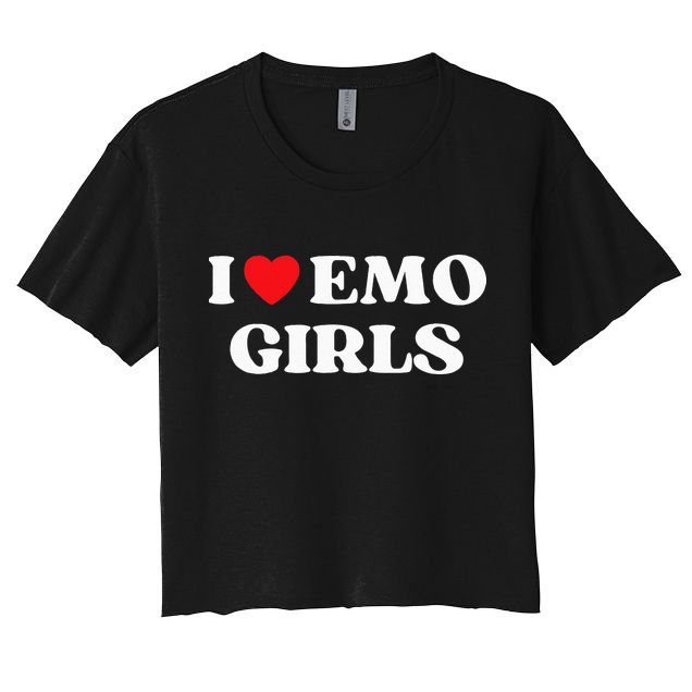 I Heart Emo Funny Quote Red Heart Emo Girl Style Crop Top