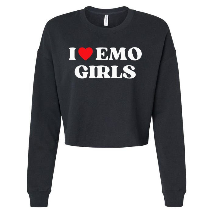 I Heart Emo Funny Quote Red Heart Emo Girl Style Cropped Pullover Crew