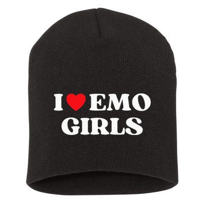I Heart Emo Funny Quote Red Heart Emo Girl Style Short Acrylic Beanie