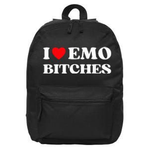 I Heart Emo Bitches Funny Quote Red Heart Emo Girl Style 16 in Basic Backpack