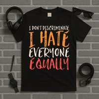 I Hate Everyone Equally I Don't Discriminate Funny Sarcastic T-Shirt