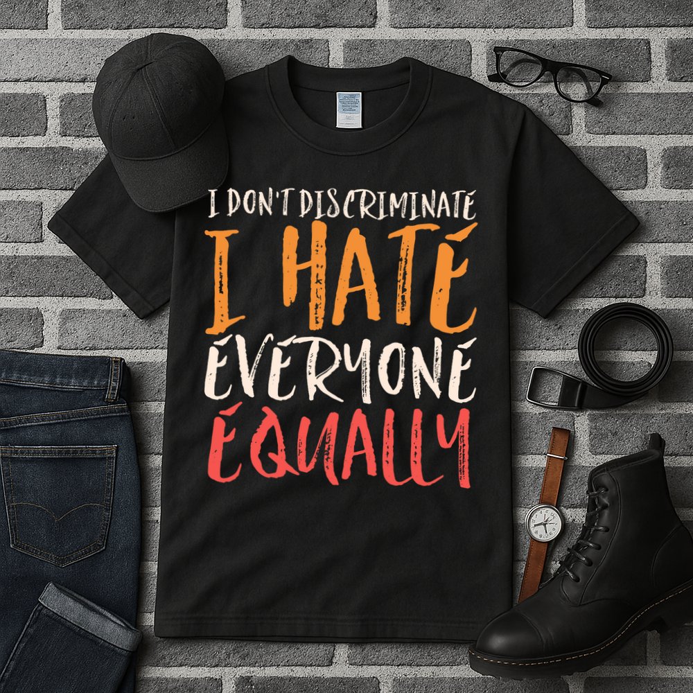 I Hate Everyone Equally I Don't Discriminate Funny Sarcastic Tall T-Shirt