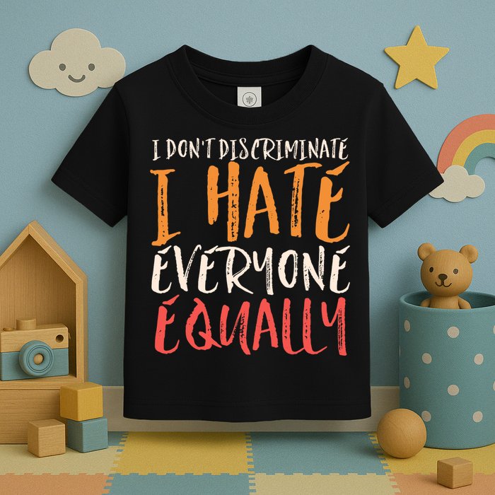 I Hate Everyone Equally I Don't Discriminate Funny Sarcastic Toddler T-Shirt