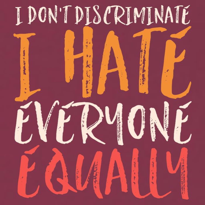 I Hate Everyone Equally I Don't Discriminate Funny Sarcastic 16oz Travel Tumbler