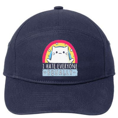 I Hate Everyone Equally Rainbow Cat 7-Panel Snapback Hat