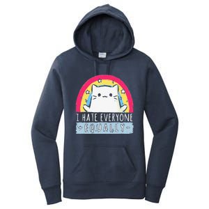 I Hate Everyone Equally Rainbow Cat Women's Pullover Hoodie