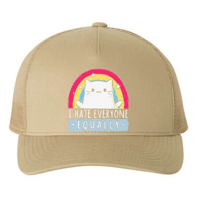 I Hate Everyone Equally Rainbow Cat Yupoong Adult 5-Panel Trucker Hat