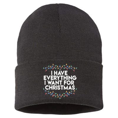 I Have Everything I Want For Christmas Funny Xmas Couples Sustainable Knit Beanie