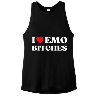 I Heart Emo Bitches Funny Quote Red Heart Emo Style Ladies PosiCharge Tri-Blend Wicking Tank