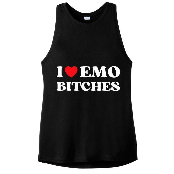 I Heart Emo Bitches Funny Quote Red Heart Emo Style Ladies PosiCharge Tri-Blend Wicking Tank