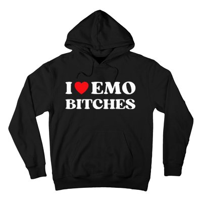 I Heart Emo Bitches Funny Quote Red Heart Emo Style Hoodie