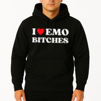 I Heart Emo Bitches Funny Quote Red Heart Emo Style Hoodie