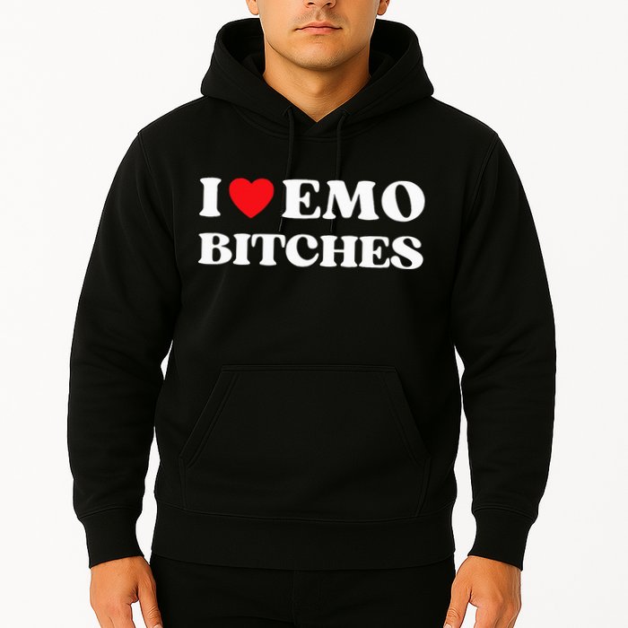 I Heart Emo Bitches Funny Quote Red Heart Emo Style Hoodie
