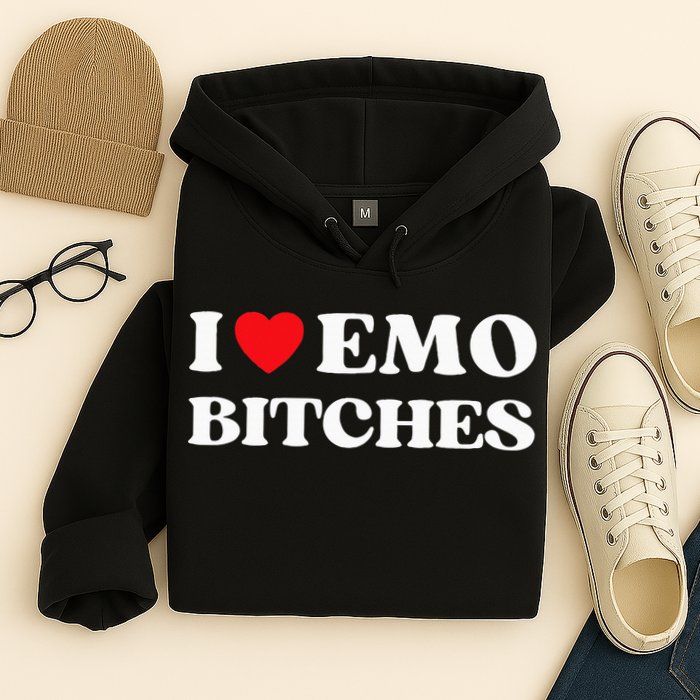 I Heart Emo Bitches Funny Quote Red Heart Emo Style Hoodie