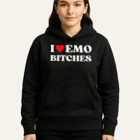 I Heart Emo Bitches Funny Quote Red Heart Emo Style Hoodie