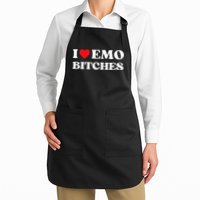 I Heart Emo Bitches Funny Quote Red Heart Emo Style Apron