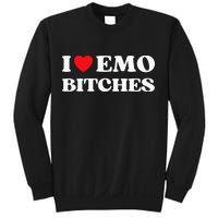 I Heart Emo Bitches Funny Quote Red Heart Emo Style Sweatshirt