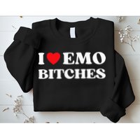 I Heart Emo Bitches Funny Quote Red Heart Emo Style Sweatshirt