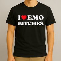I Heart Emo Bitches Funny Quote Red Heart Emo Style T-Shirt