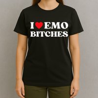 I Heart Emo Bitches Funny Quote Red Heart Emo Style T-Shirt