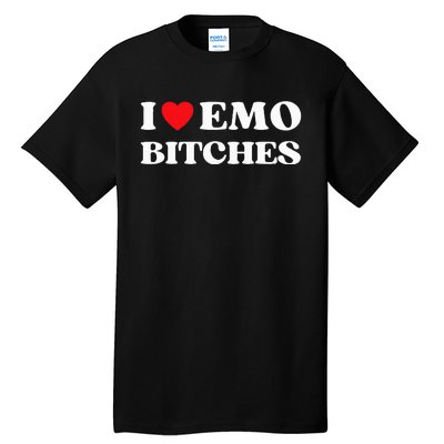 I Heart Emo Bitches Funny Quote Red Heart Emo Style Tall T-Shirt