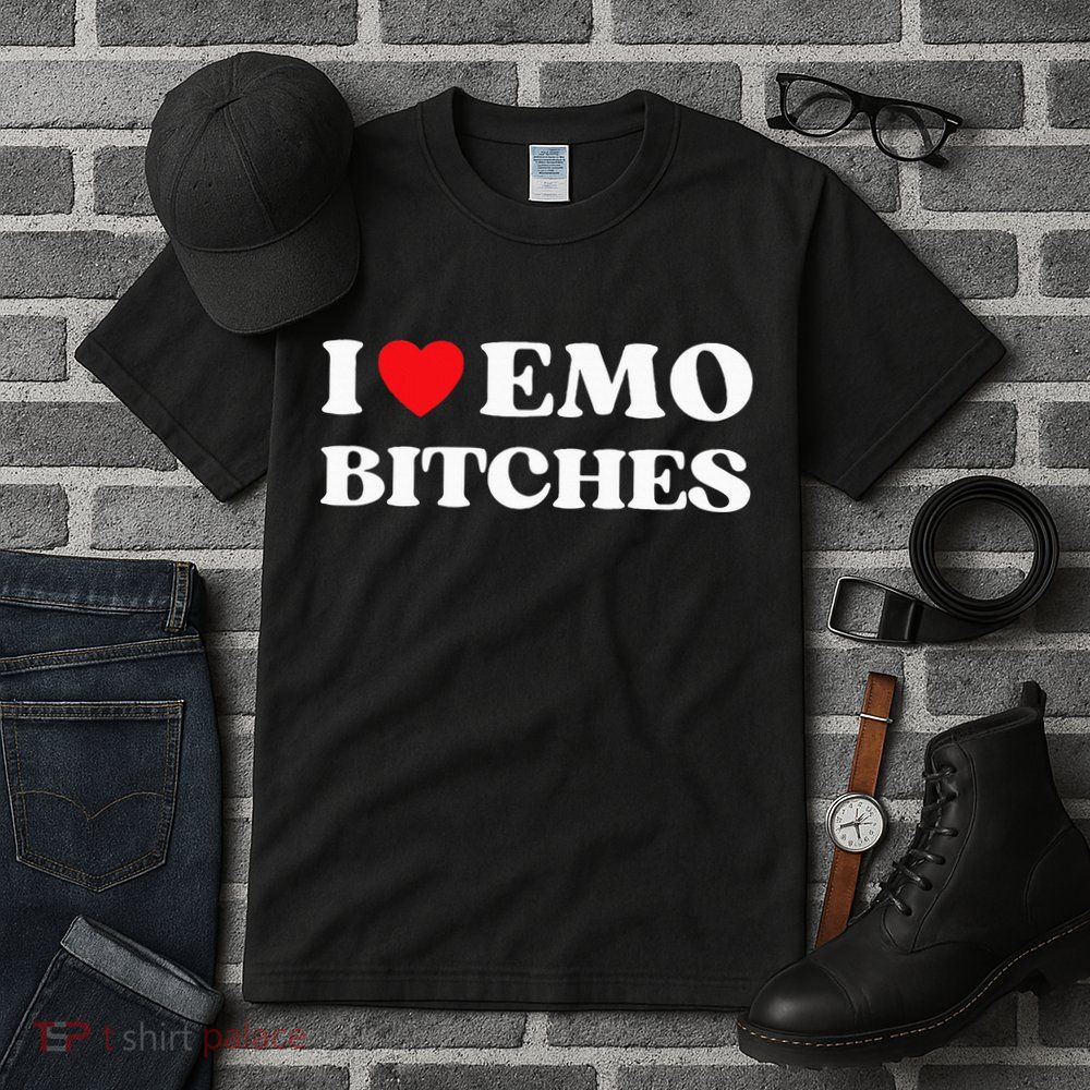 I Heart Emo Bitches Funny Quote Red Heart Emo Style Tall T-Shirt