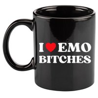 I Heart Emo Bitches Funny Quote Red Heart Emo Style 11oz C Handle Ceramic Mug