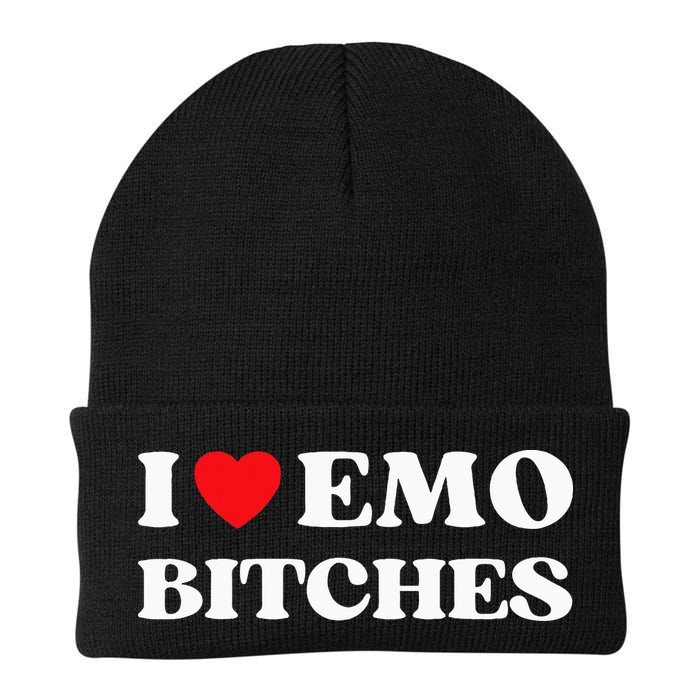 I Heart Emo Bitches Funny Quote Red Heart Emo Style Beanie