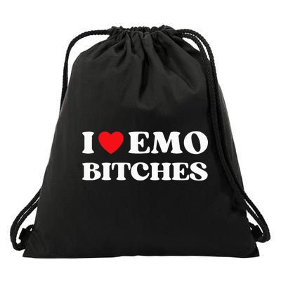I Heart Emo Bitches Funny Quote Red Heart Emo Style Drawstring Bag