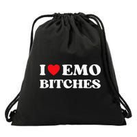 I Heart Emo Bitches Funny Quote Red Heart Emo Style Drawstring Bag
