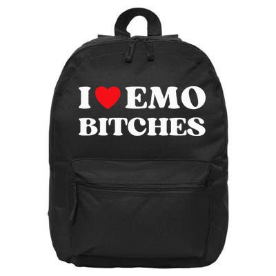 I Heart Emo Bitches Funny Quote Red Heart Emo Style 16 in Basic Backpack