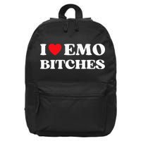 I Heart Emo Bitches Funny Quote Red Heart Emo Style 16 in Basic Backpack