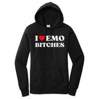 I Heart Emo Bitches Funny Quote Red Heart Emo Style Women's Pullover Hoodie
