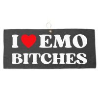 I Heart Emo Bitches Funny Quote Red Heart Emo Style Large Microfiber Waffle Golf Towel