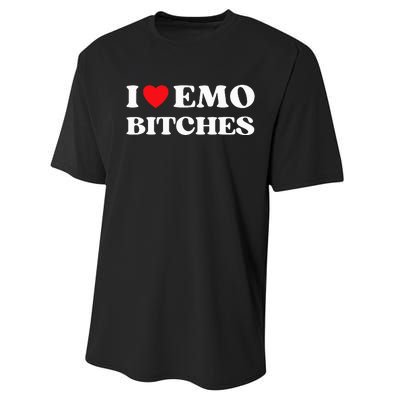 I Heart Emo Bitches Funny Quote Red Heart Emo Style Performance Sprint T-Shirt