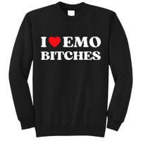 I Heart Emo Bitches Funny Quote Red Heart Emo Style Tall Sweatshirt