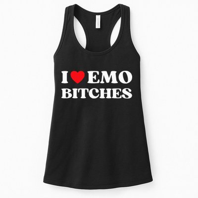 I Heart Emo Bitches Funny Quote Red Heart Emo Style Womens Tank Top