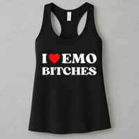 I Heart Emo Bitches Funny Quote Red Heart Emo Style Womens Tank Top