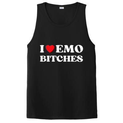 I Heart Emo Bitches Funny Quote Red Heart Emo Style PosiCharge Competitor Tank