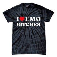 I Heart Emo Bitches Funny Quote Red Heart Emo Style Tie-Dye T-Shirt