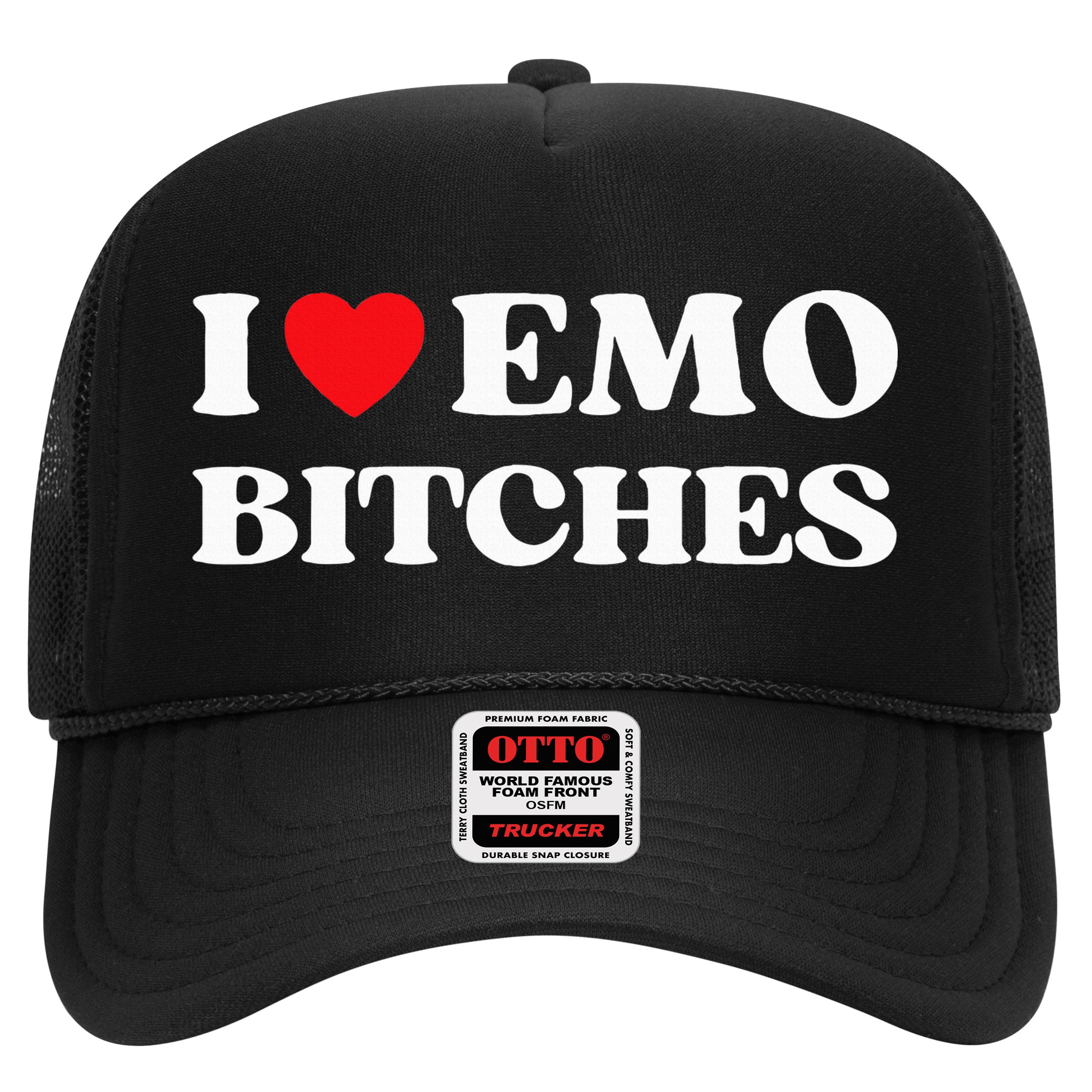 I Heart Emo Bitches Funny Quote Red Heart Emo Style Trucker Hat