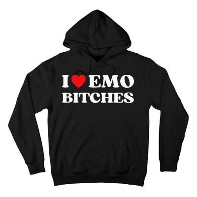 I Heart Emo Bitches Funny Quote Red Heart Emo Style Tall Hoodie