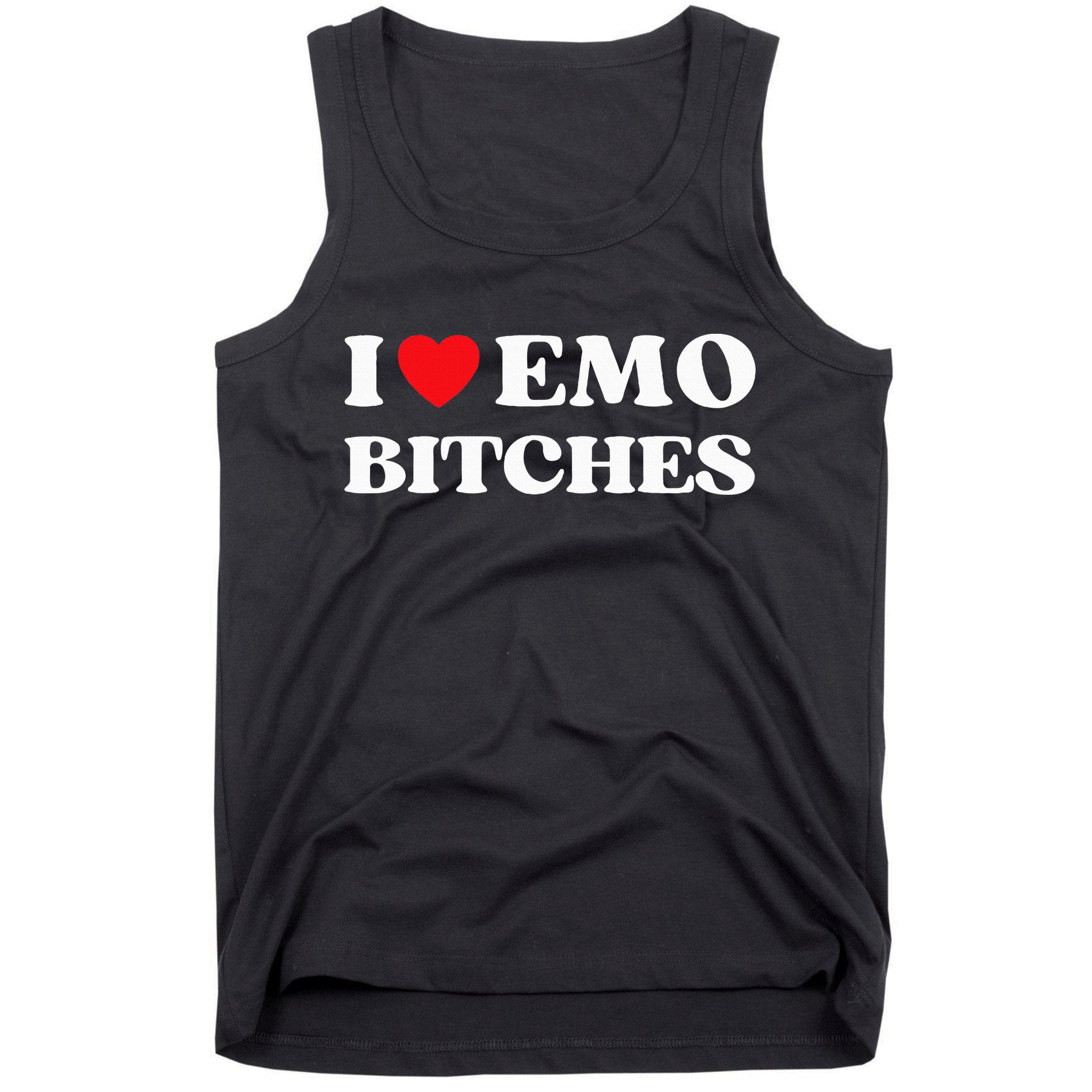 I Heart Emo Bitches Funny Quote Red Heart Emo Style Tank Top