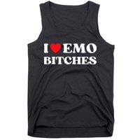 I Heart Emo Bitches Funny Quote Red Heart Emo Style Tank Top