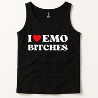 I Heart Emo Bitches Funny Quote Red Heart Emo Style Tank Top
