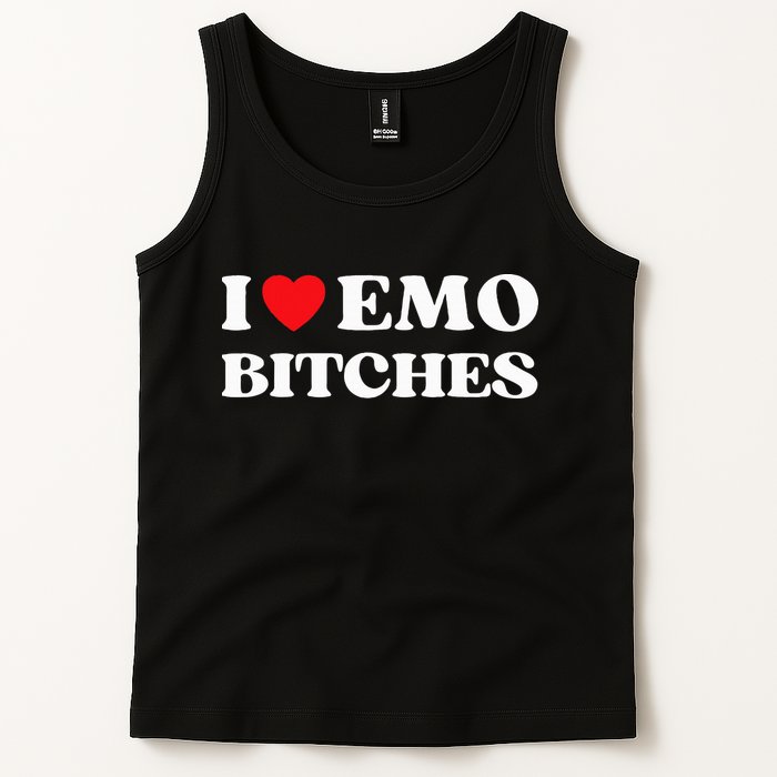 I Heart Emo Bitches Funny Quote Red Heart Emo Style Tank Top